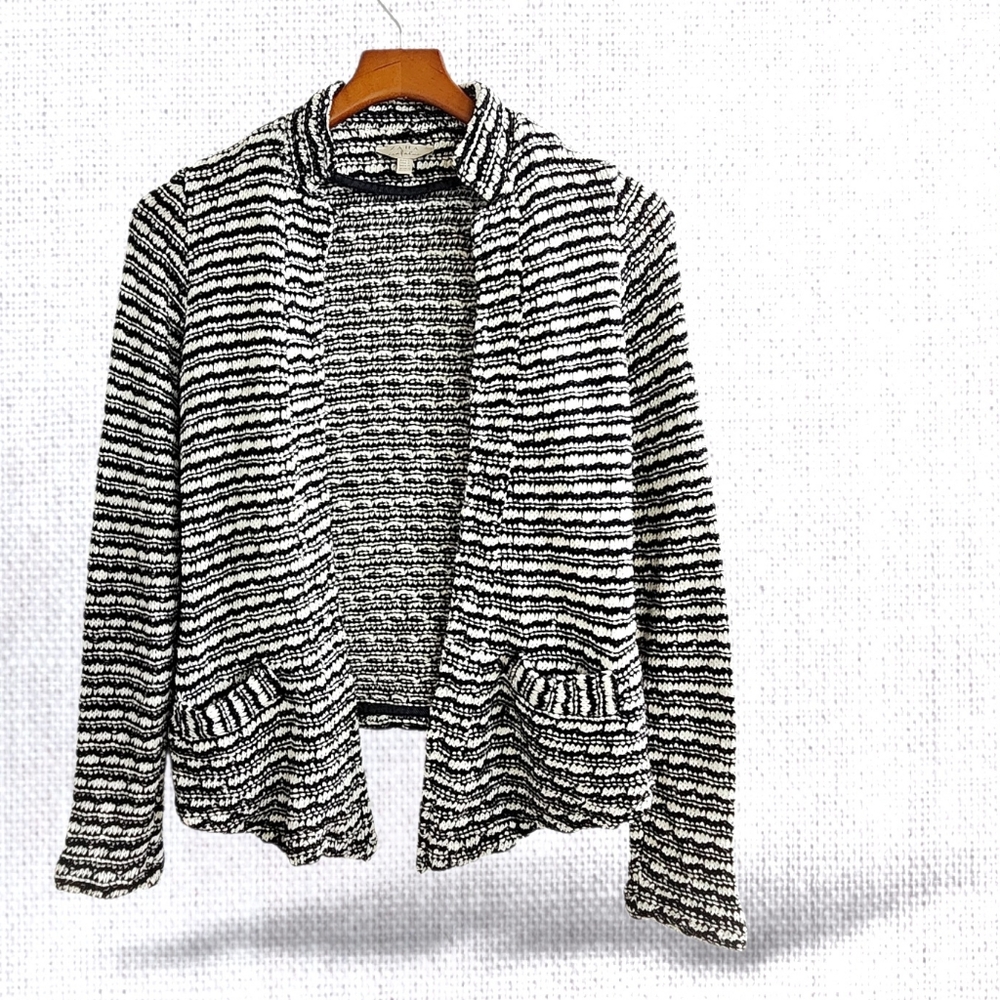 Zara Trafaluc Knit Black White Open Cardigan Jacket